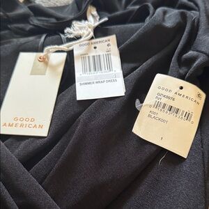 Good American Black Shimmer Wrap Dress NWT